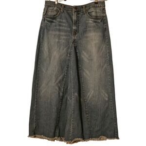 Jeanstar Denim Maxi Skirt Frayed Hem Blue Wash Women's Size 10